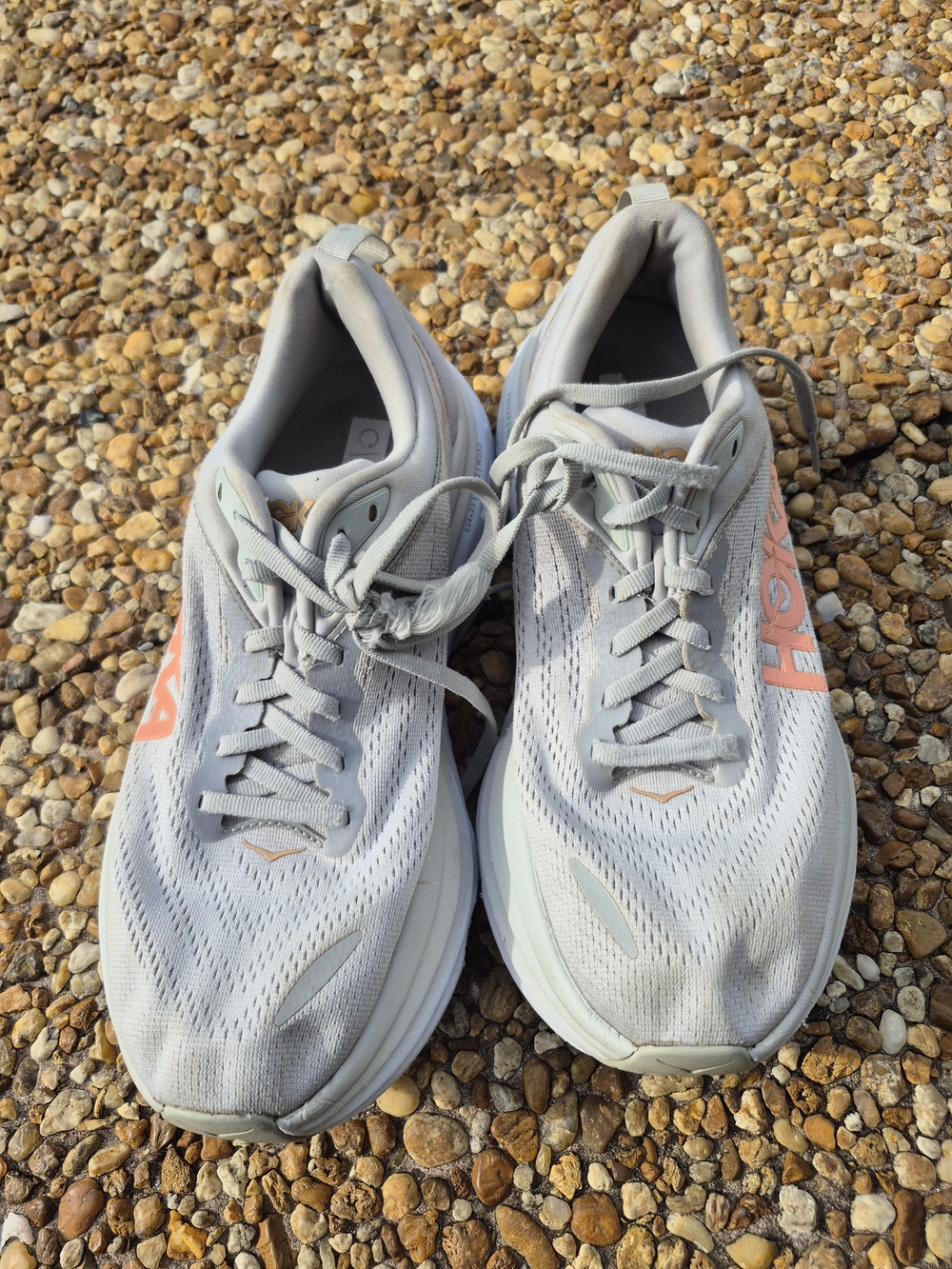 Hoka One One Women's Running Shoes - Light Gray with Coral Accents - Picture 12 of 12
